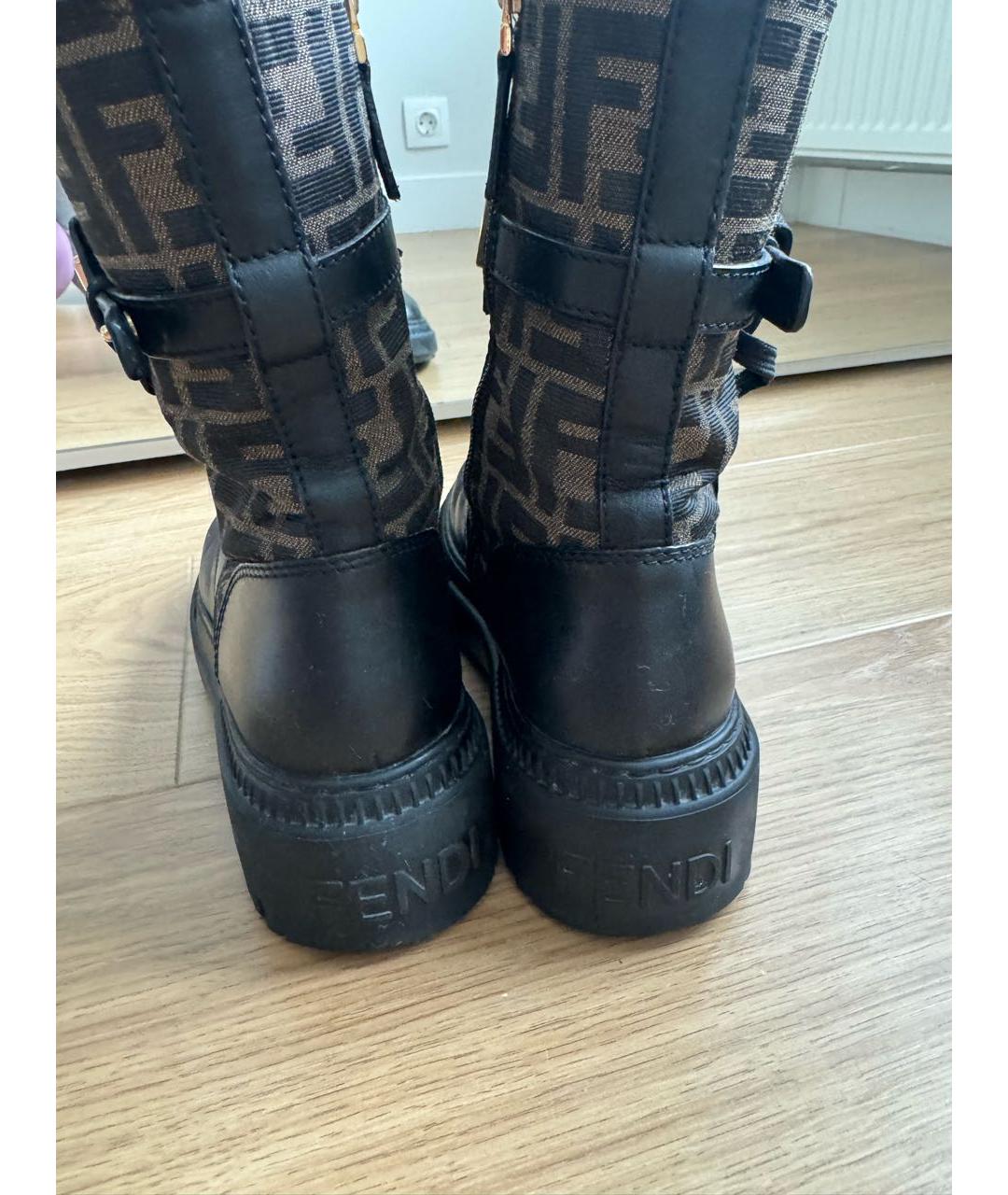 FENDI Черные кожаные ботинки, фото 4
