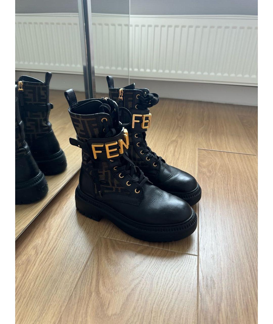 FENDI Черные кожаные ботинки, фото 5