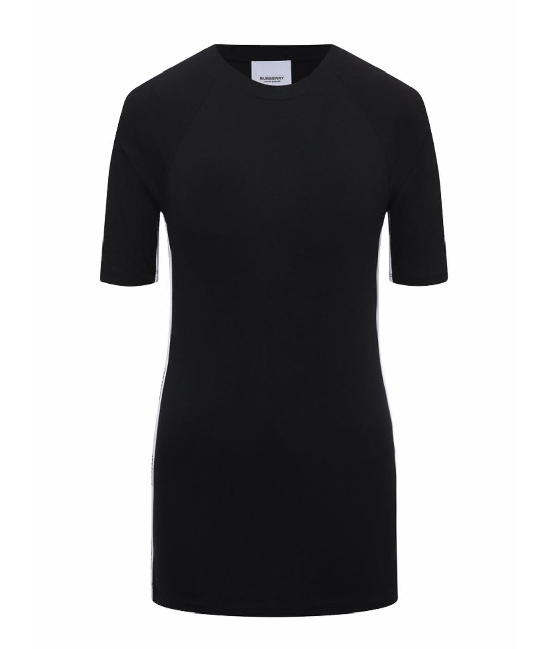 BURBERRY Черная хлопко-эластановая футболка, фото 1