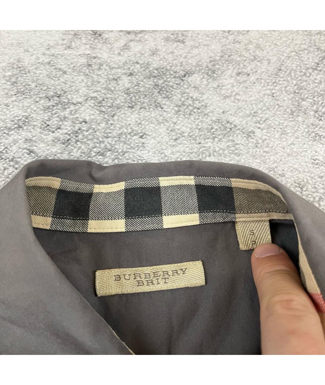 BURBERRY Антрацитовая хлопковая классическая рубашка, фото 4