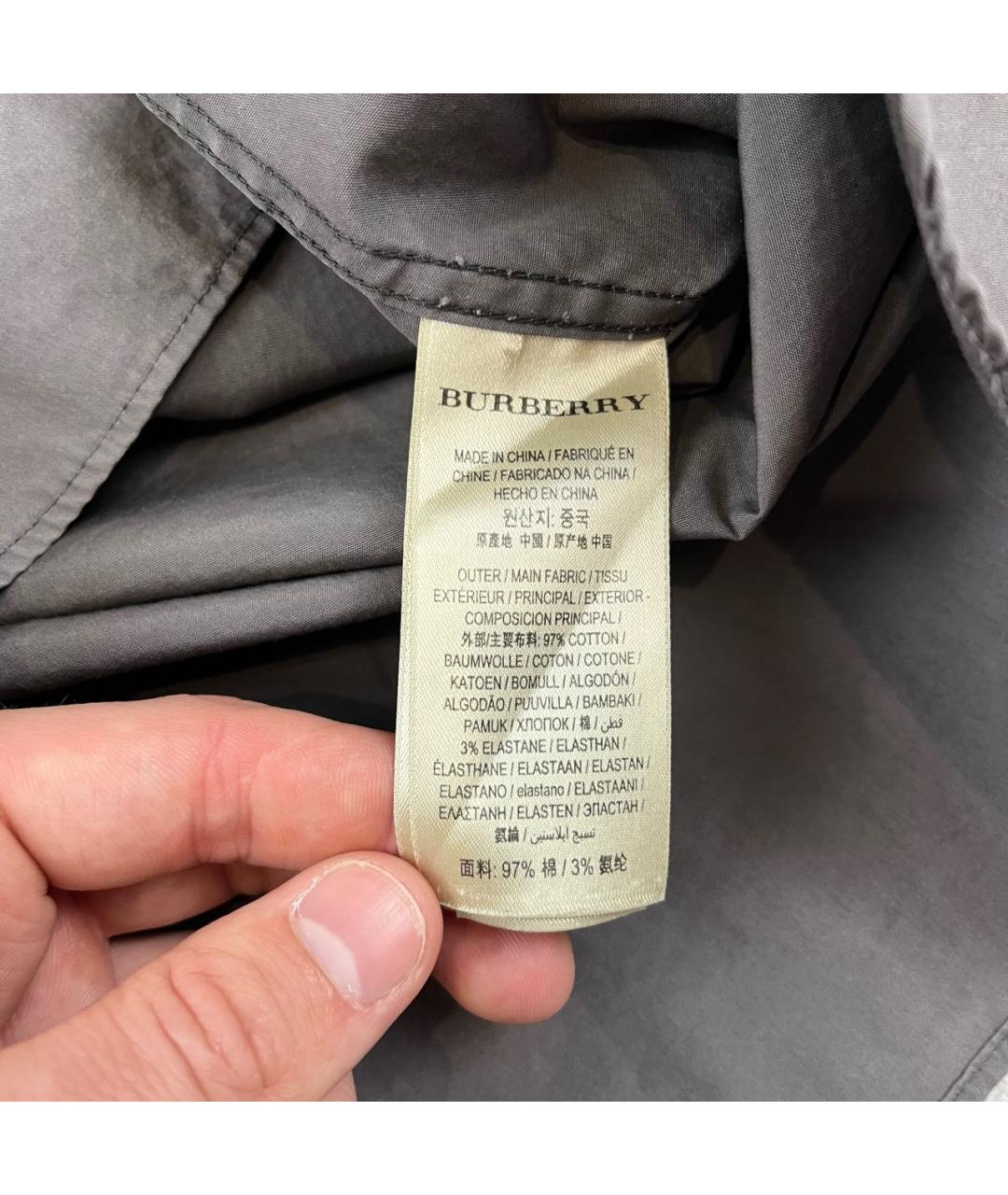 BURBERRY Антрацитовая хлопковая классическая рубашка, фото 8