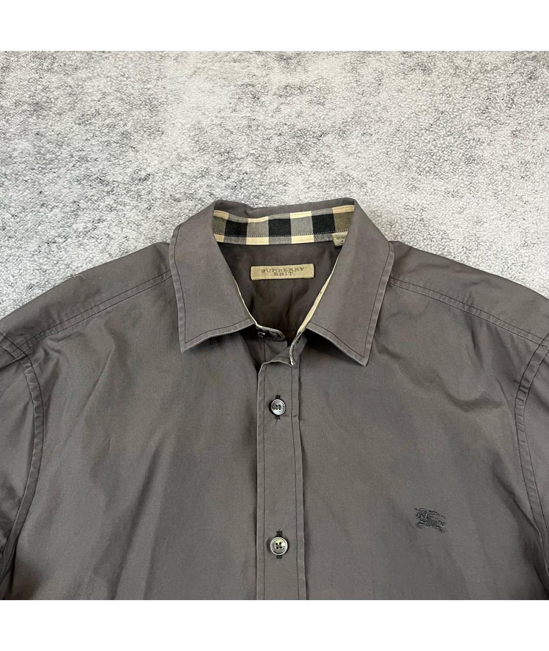 BURBERRY Антрацитовая хлопковая классическая рубашка, фото 2