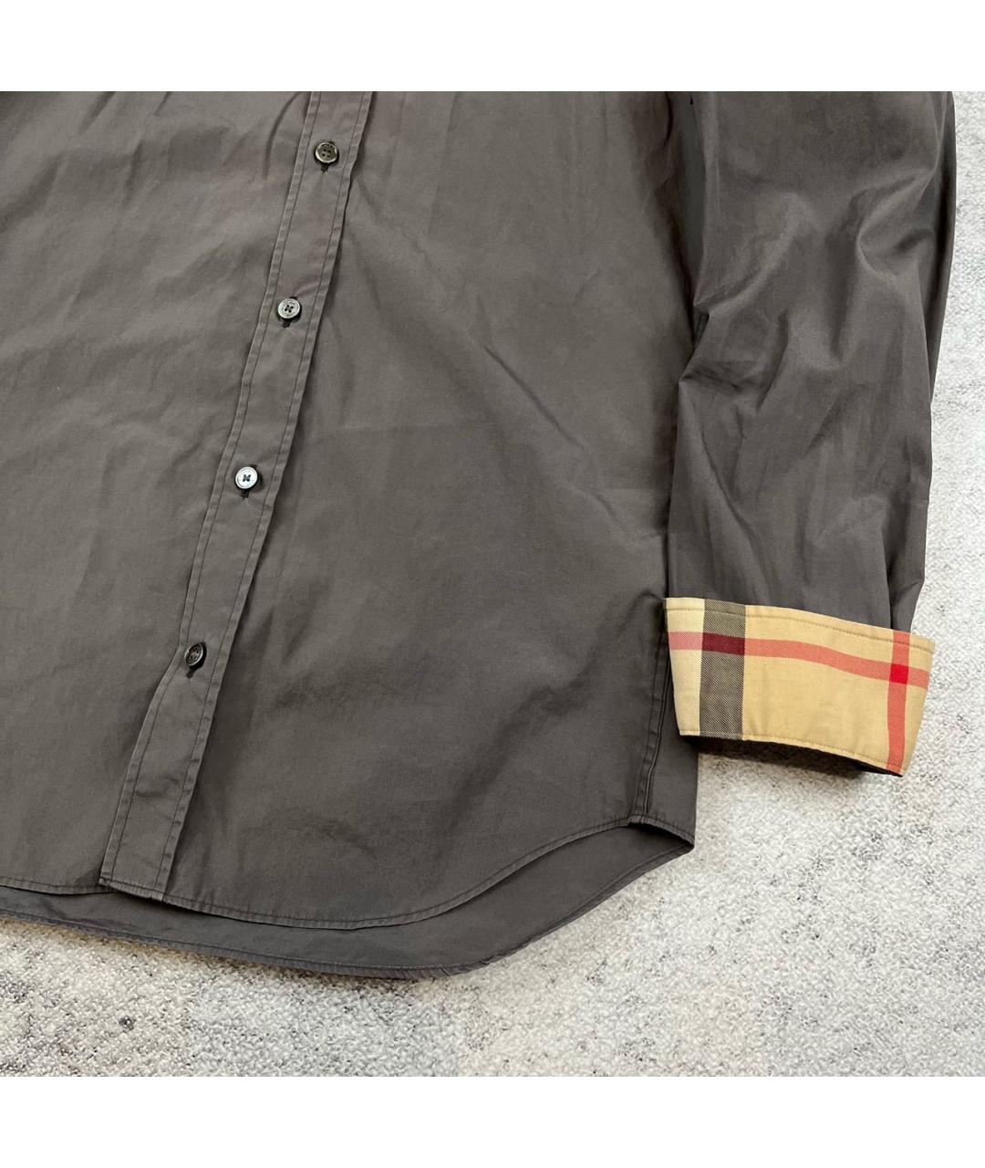 BURBERRY Антрацитовая хлопковая классическая рубашка, фото 3