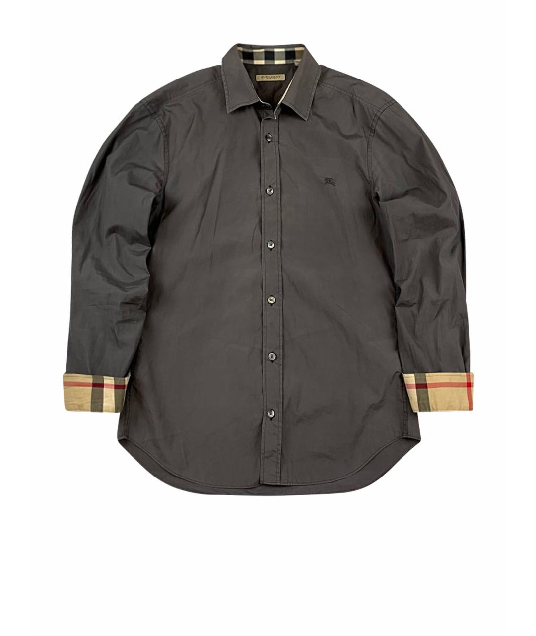 BURBERRY Антрацитовая хлопковая классическая рубашка, фото 1