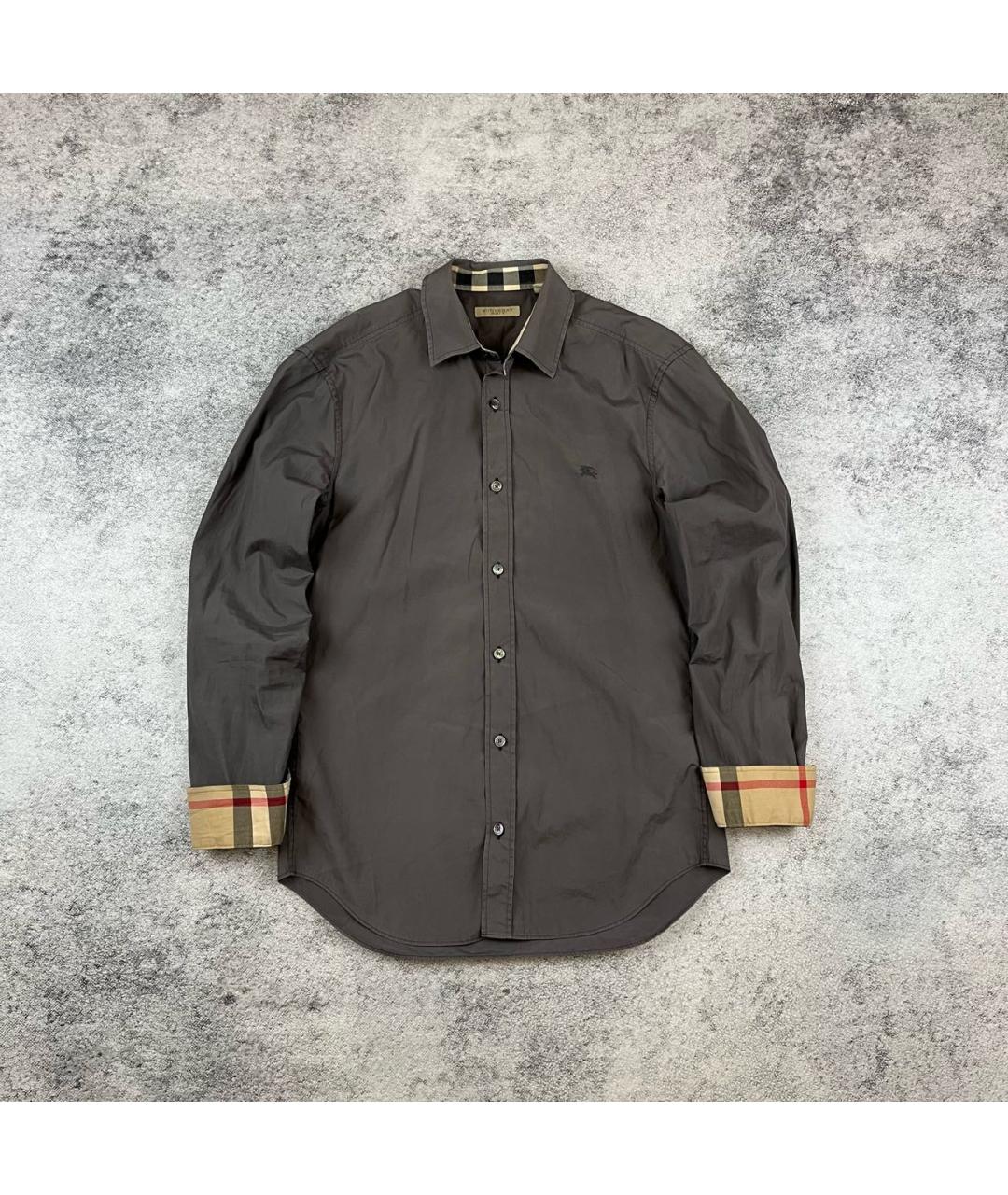 BURBERRY Антрацитовая хлопковая классическая рубашка, фото 9