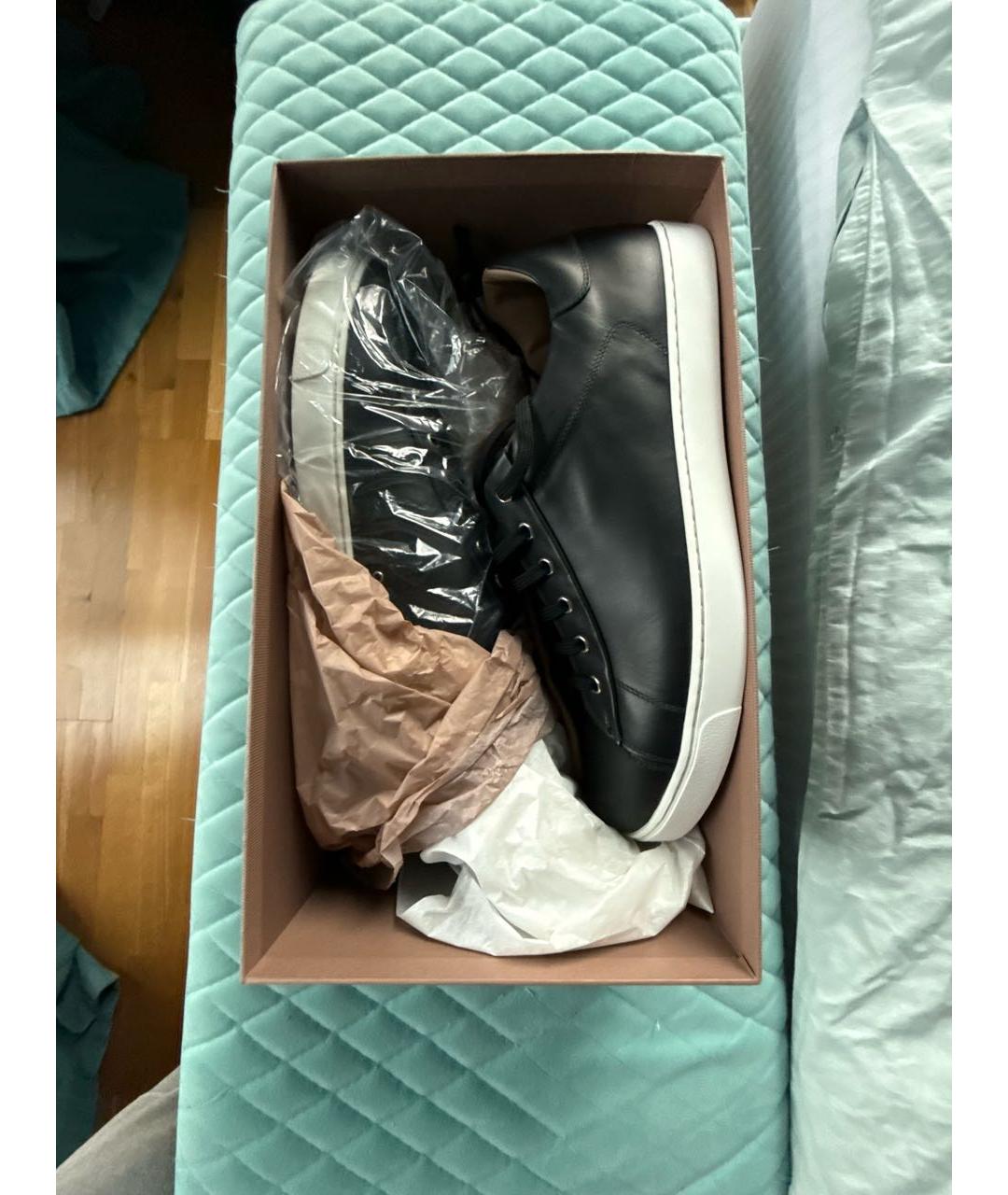 GIANVITO ROSSI Черные кожаные низкие кроссовки / кеды, фото 7