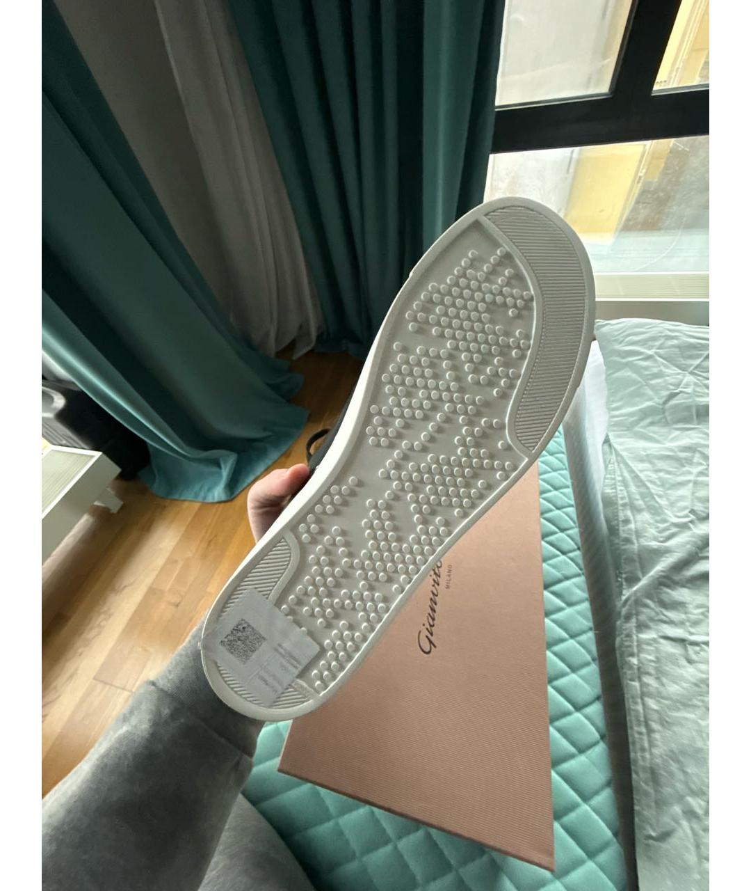 GIANVITO ROSSI Черные кожаные низкие кроссовки / кеды, фото 5