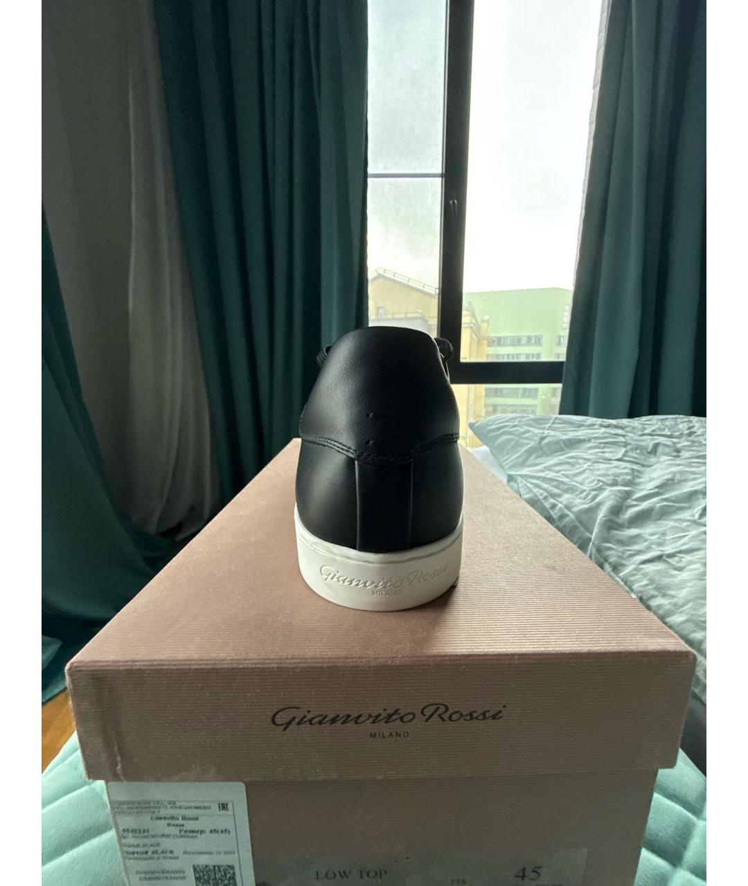 GIANVITO ROSSI Черные кожаные низкие кроссовки / кеды, фото 4
