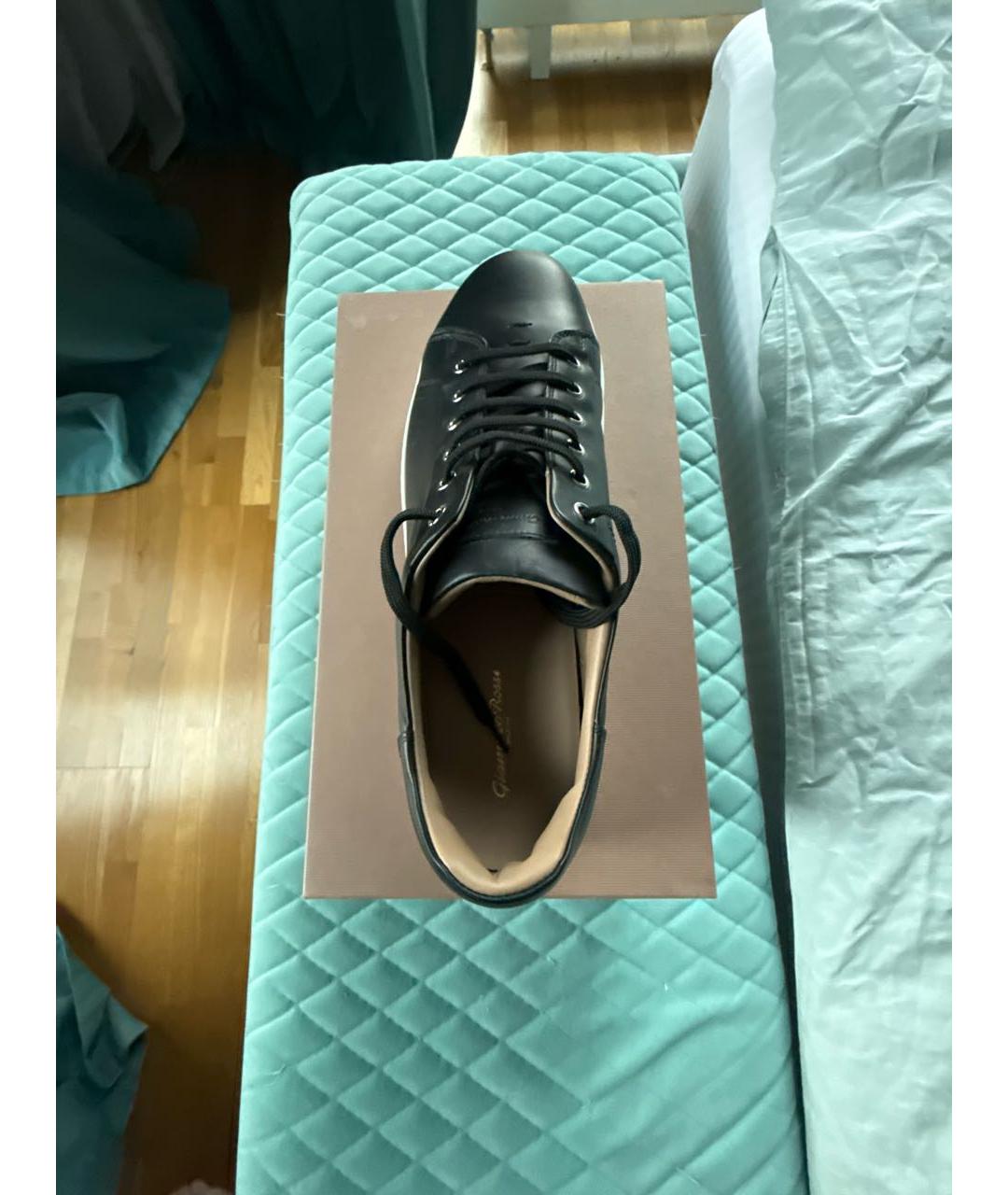 GIANVITO ROSSI Черные кожаные низкие кроссовки / кеды, фото 3