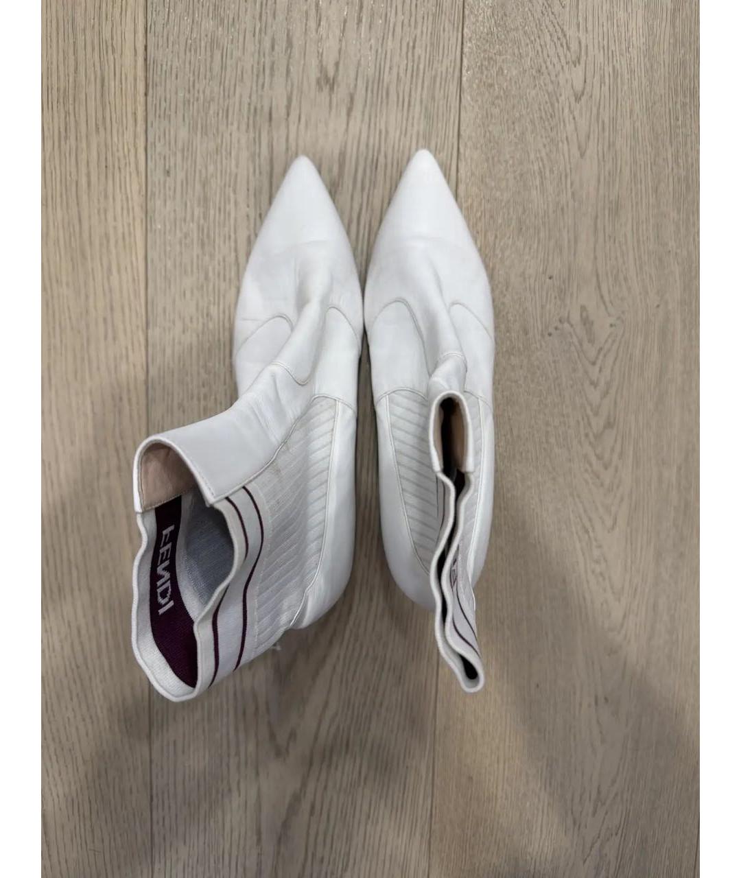 FENDI Белые кожаные ботильоны, фото 3