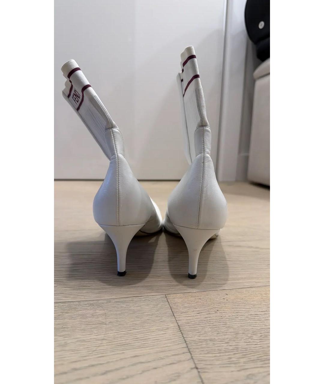 FENDI Белые кожаные ботильоны, фото 4