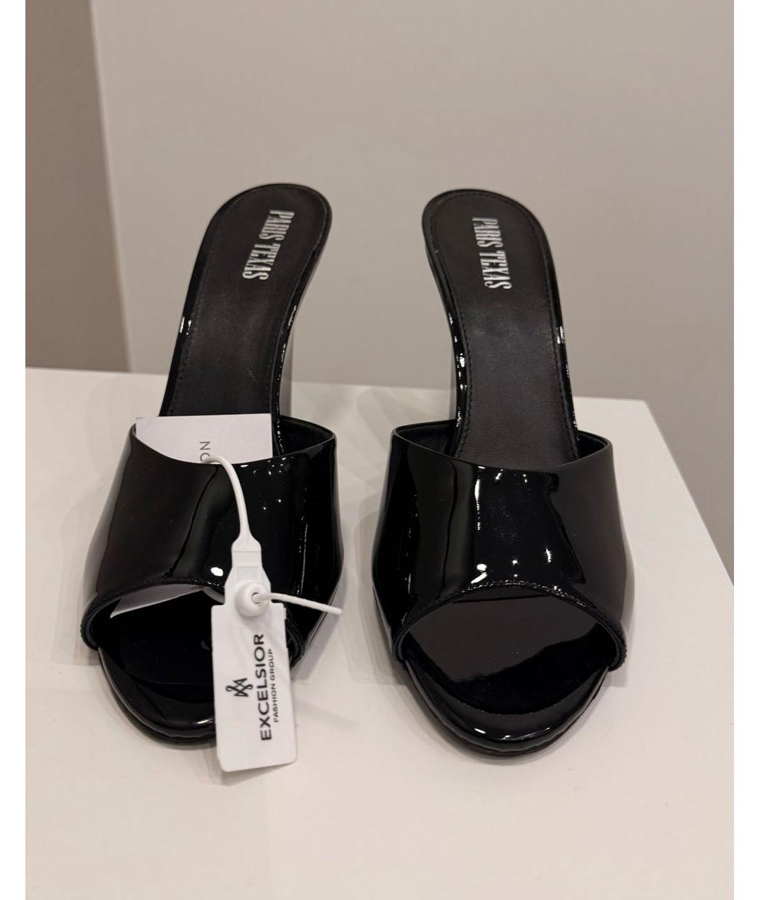 PARIS TEXAS Черные кожаные босоножки, фото 2