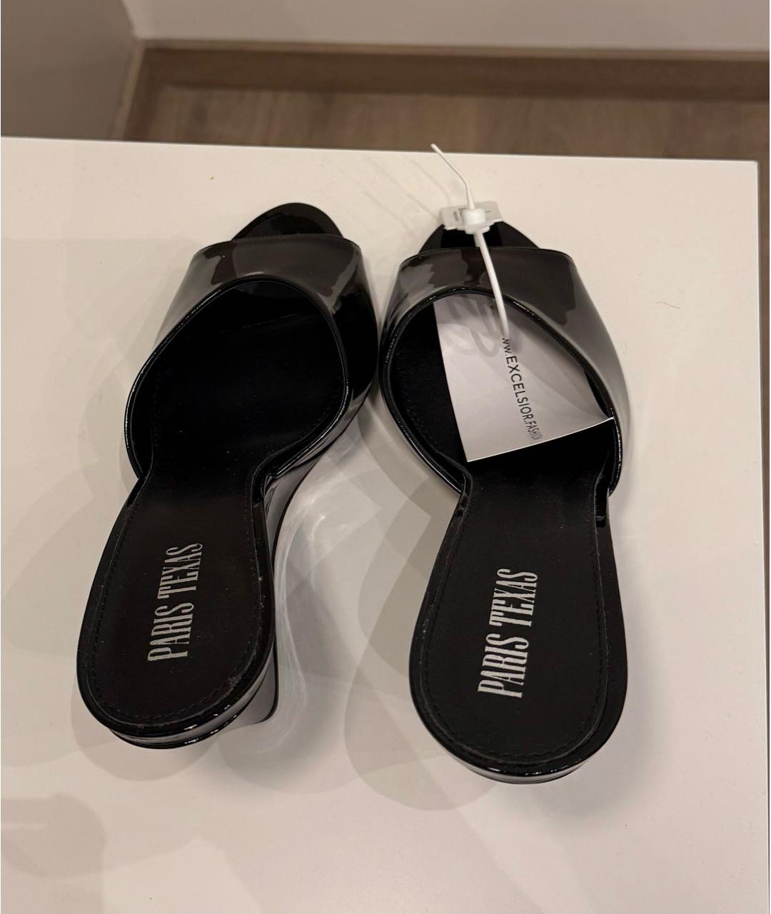 PARIS TEXAS Черные кожаные босоножки, фото 3