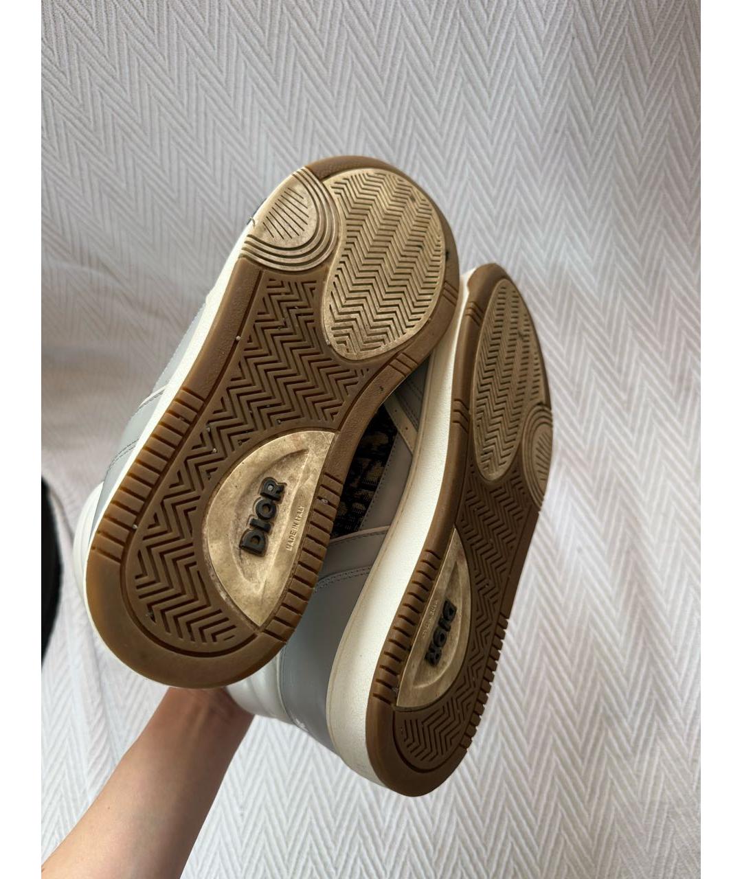 CHRISTIAN DIOR Серые кожаные высокие кроссовки / кеды, фото 8