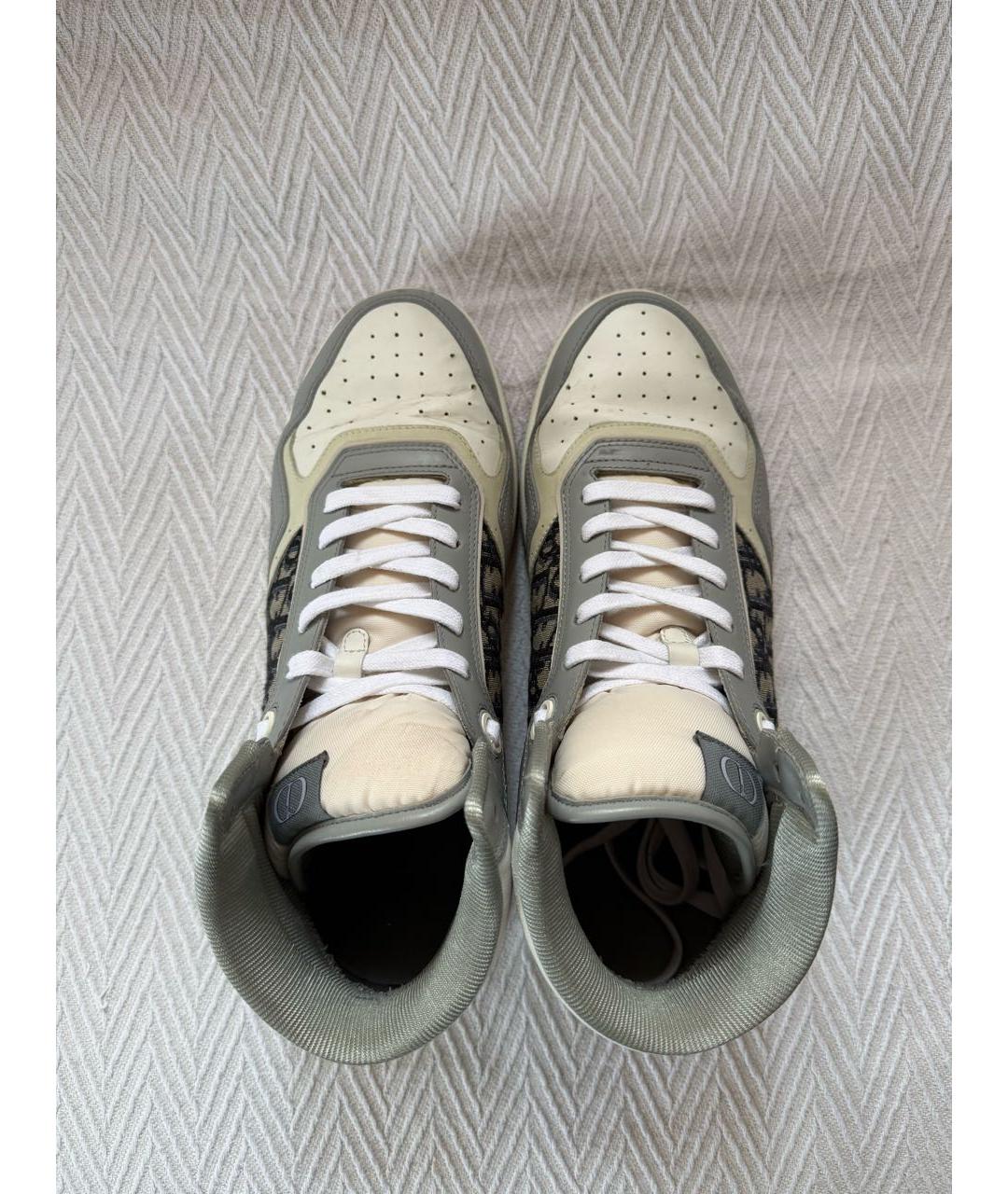 CHRISTIAN DIOR Серые кожаные высокие кроссовки / кеды, фото 3