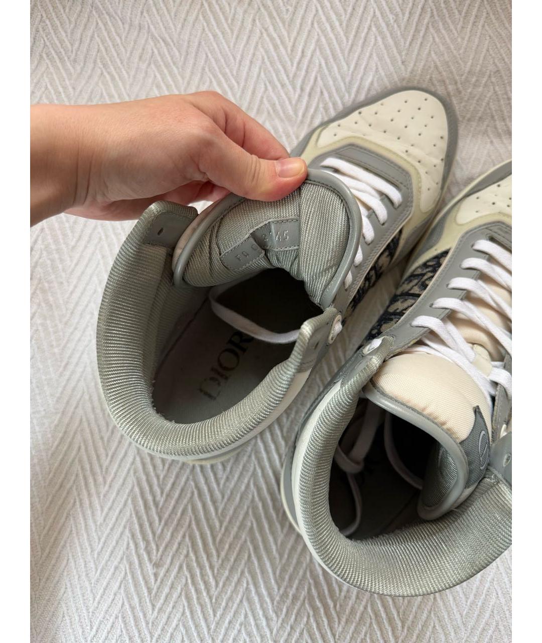 CHRISTIAN DIOR Серые кожаные высокие кроссовки / кеды, фото 7