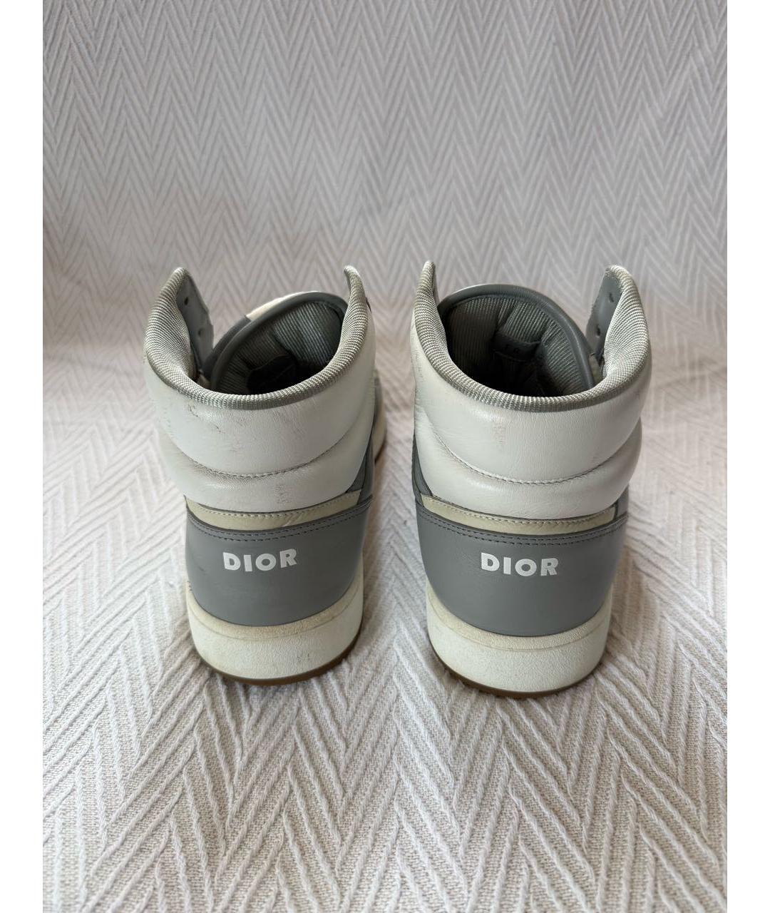 CHRISTIAN DIOR Серые кожаные высокие кроссовки / кеды, фото 4