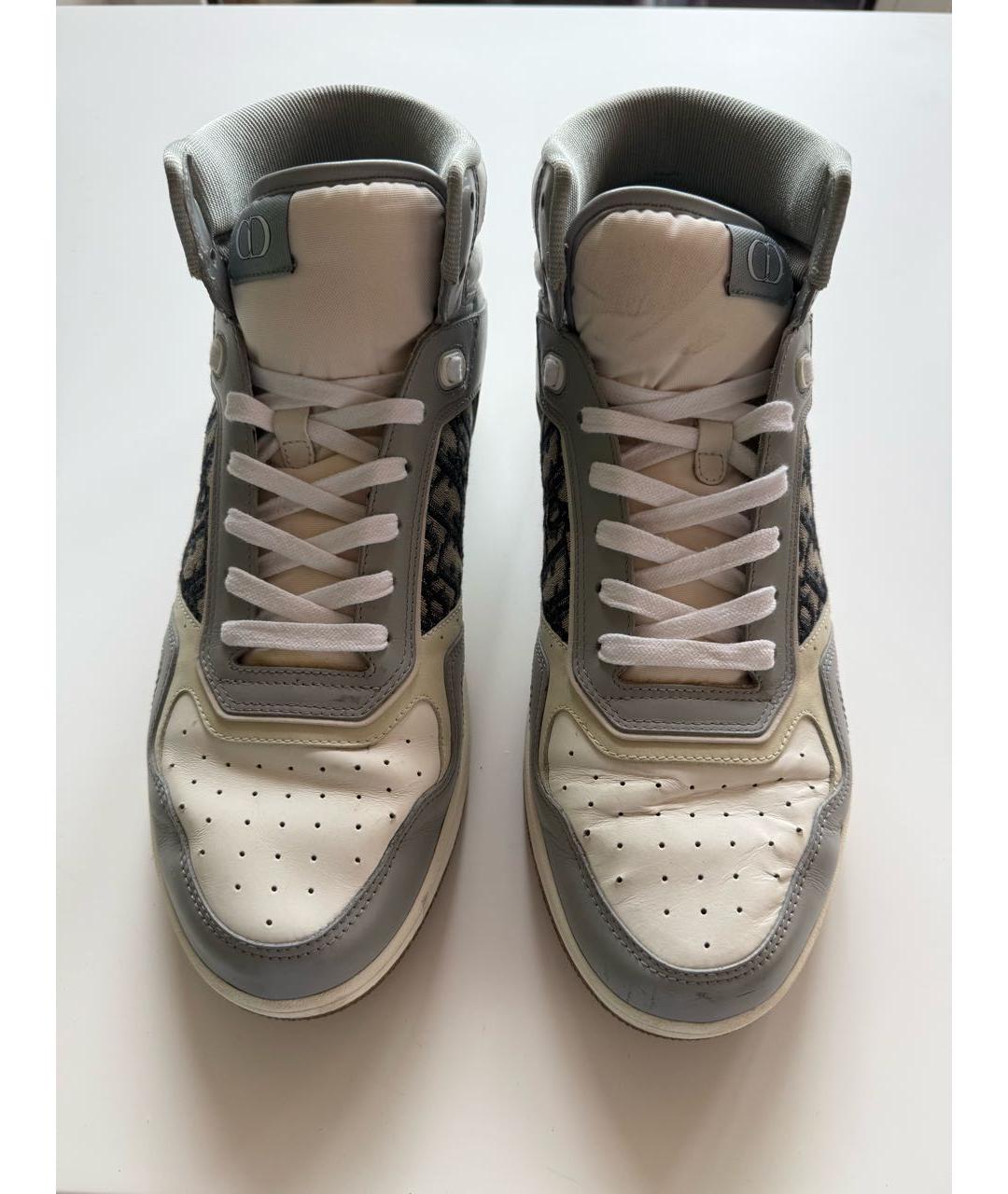 CHRISTIAN DIOR Серые кожаные высокие кроссовки / кеды, фото 2