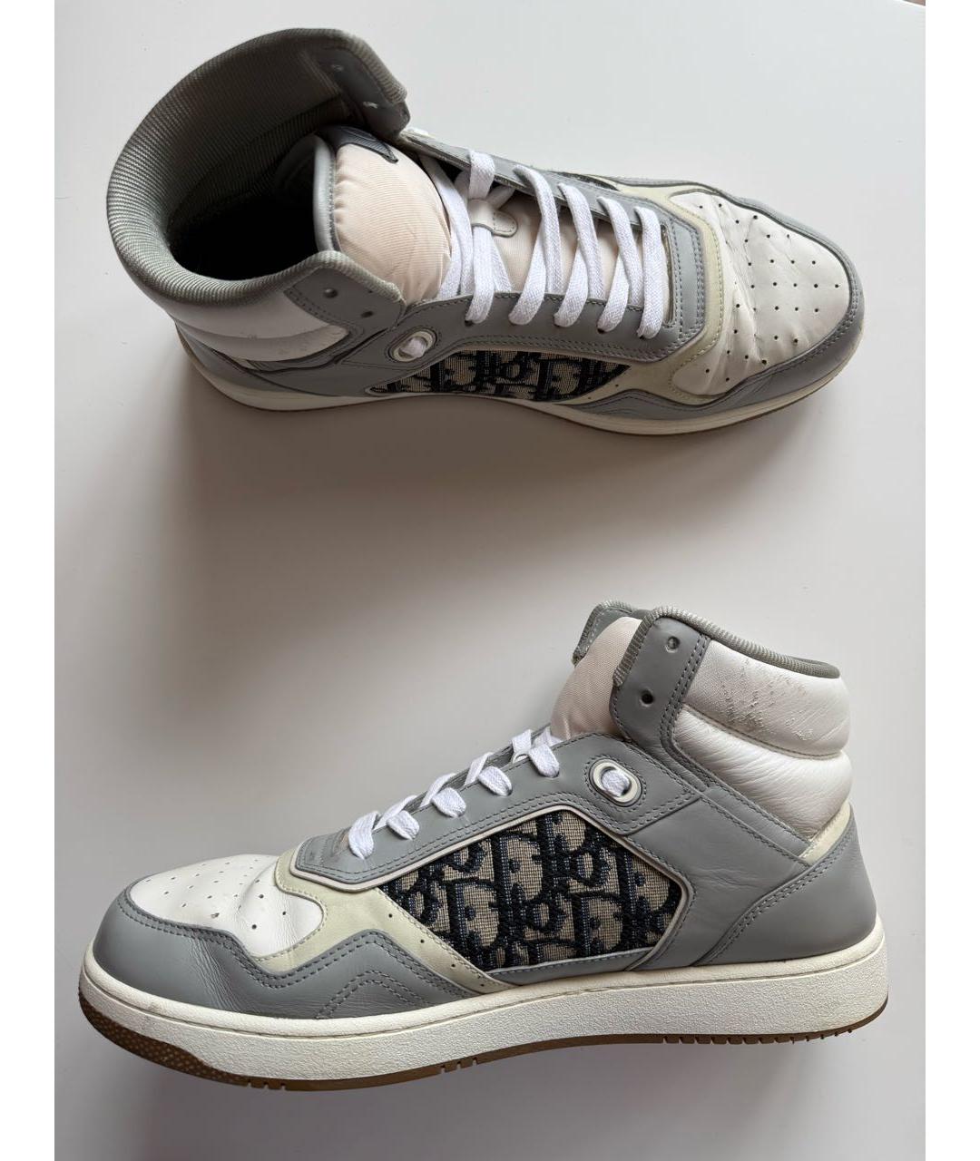 CHRISTIAN DIOR Серые кожаные высокие кроссовки / кеды, фото 5