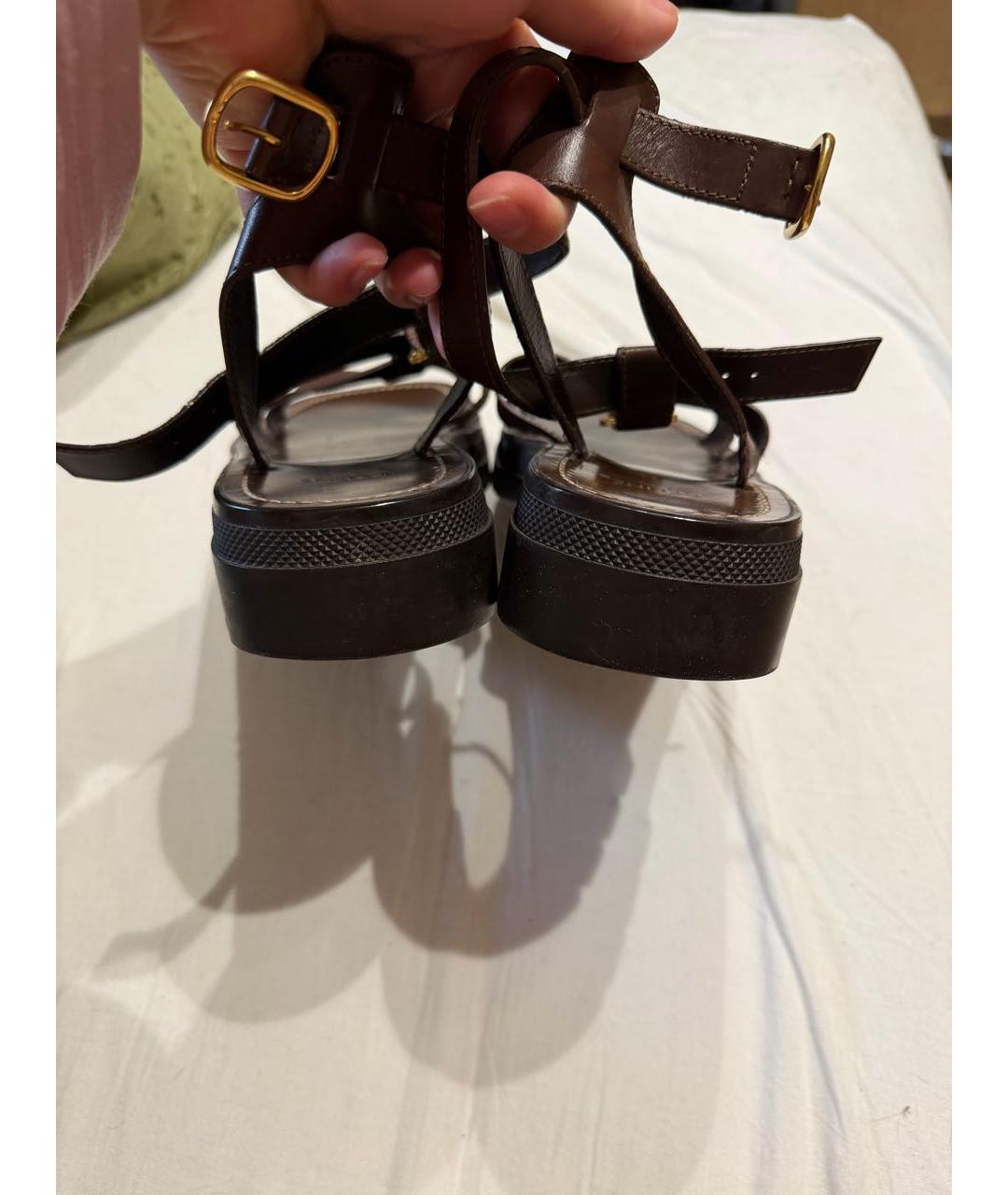 CELINE Коричневые кожаные сандалии, фото 4