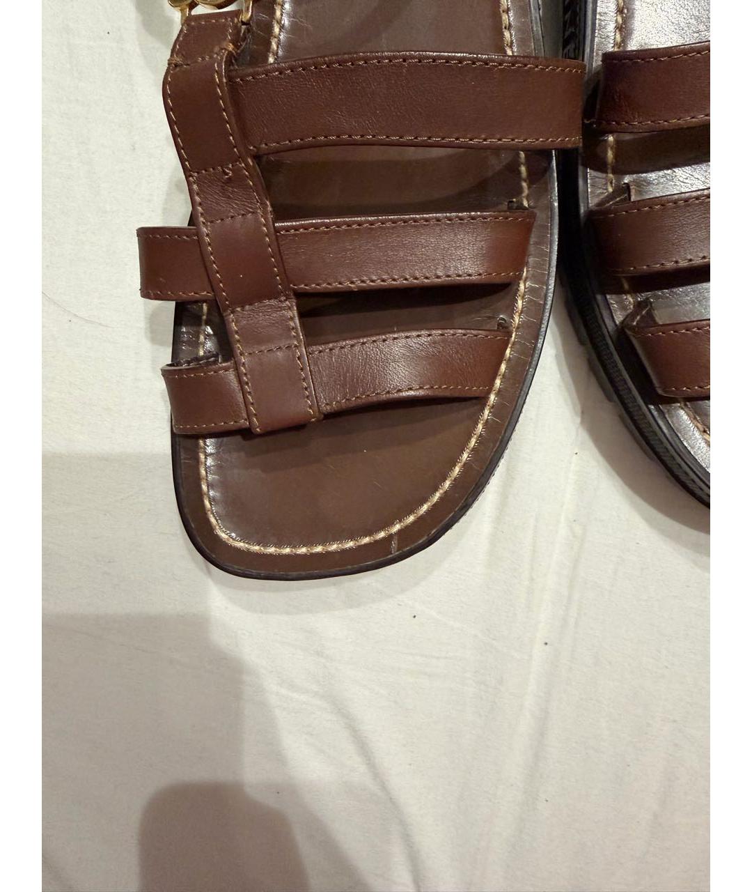 CELINE Коричневые кожаные сандалии, фото 6