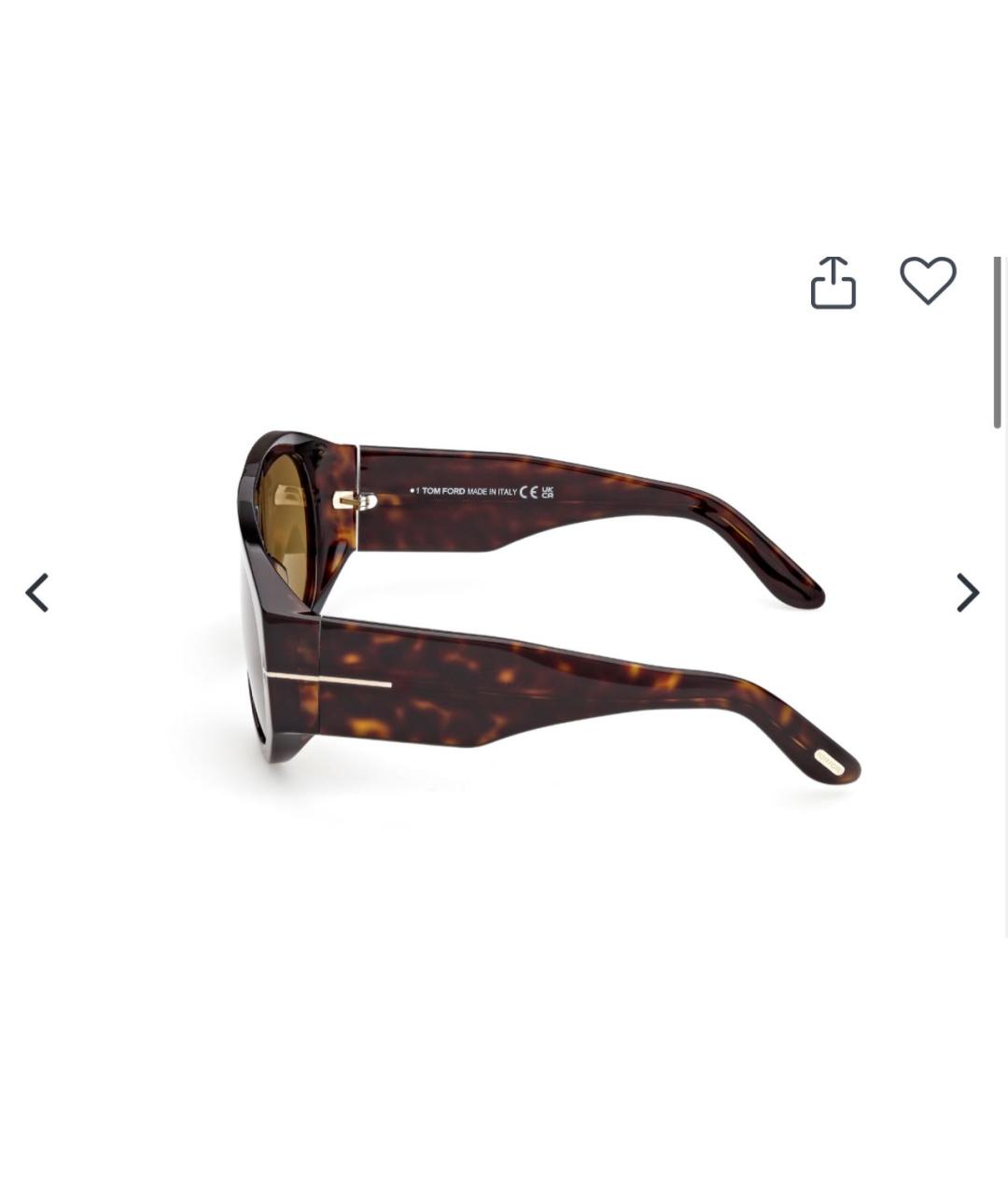 TOM FORD Коричневые пластиковые солнцезащитные очки, фото 3