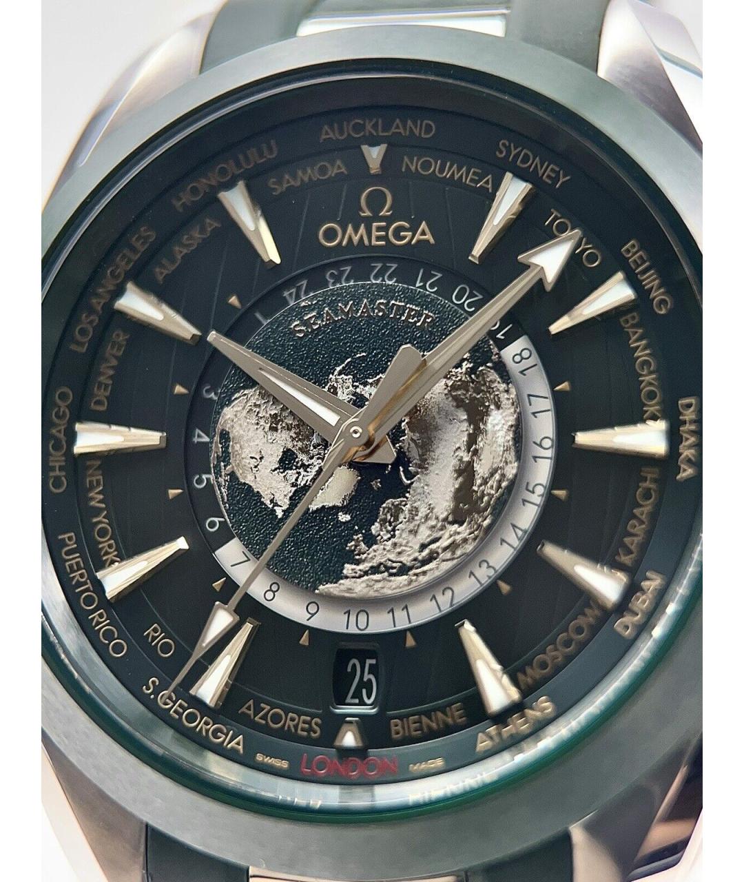 OMEGA Зеленые металлические часы, фото 2