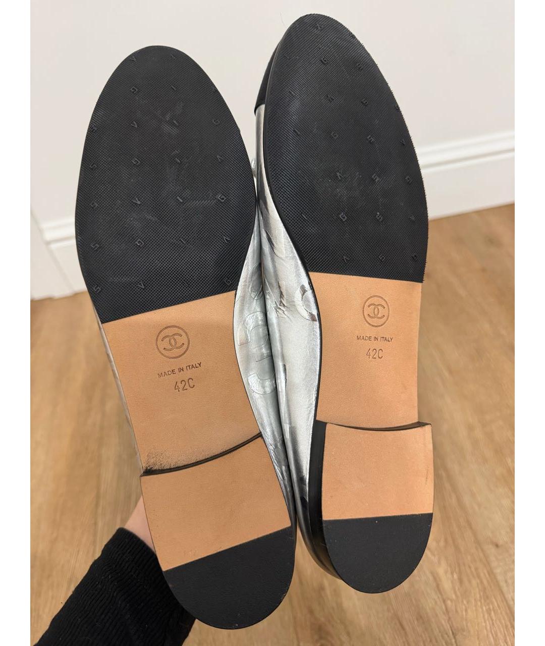 CHANEL Серебряные кожаные балетки, фото 5