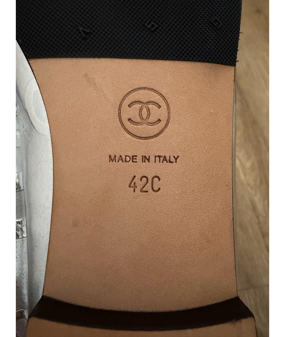 CHANEL Серебряные кожаные балетки, фото 6