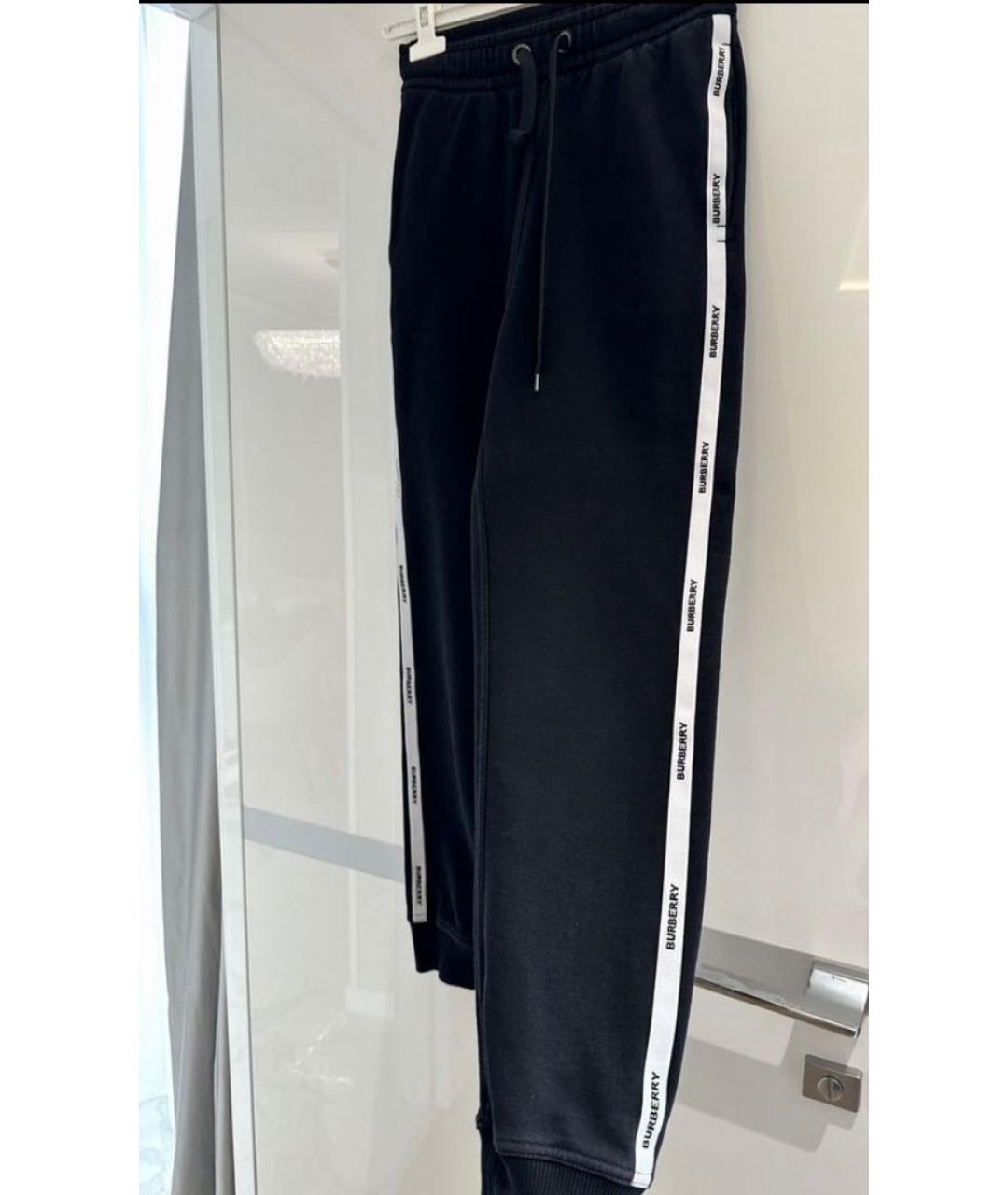 BURBERRY Черные хлопковые спортивные брюки и шорты, фото 2