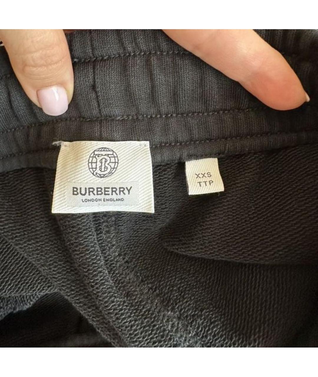 BURBERRY Черные хлопковые спортивные брюки и шорты, фото 4