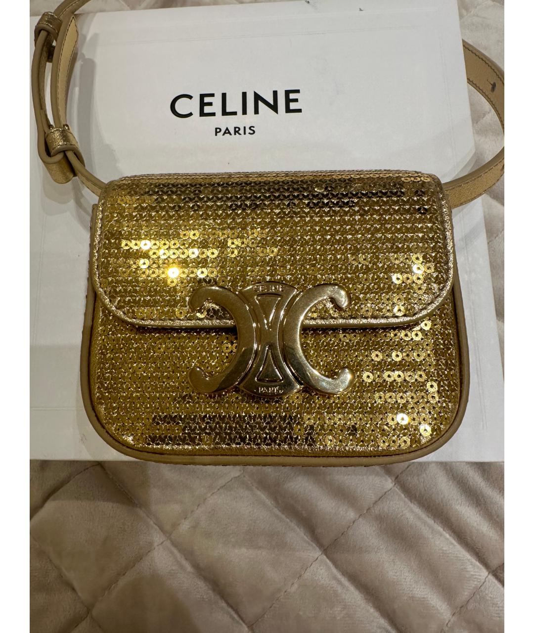 CELINE Золотая сумка через плечо, фото 4