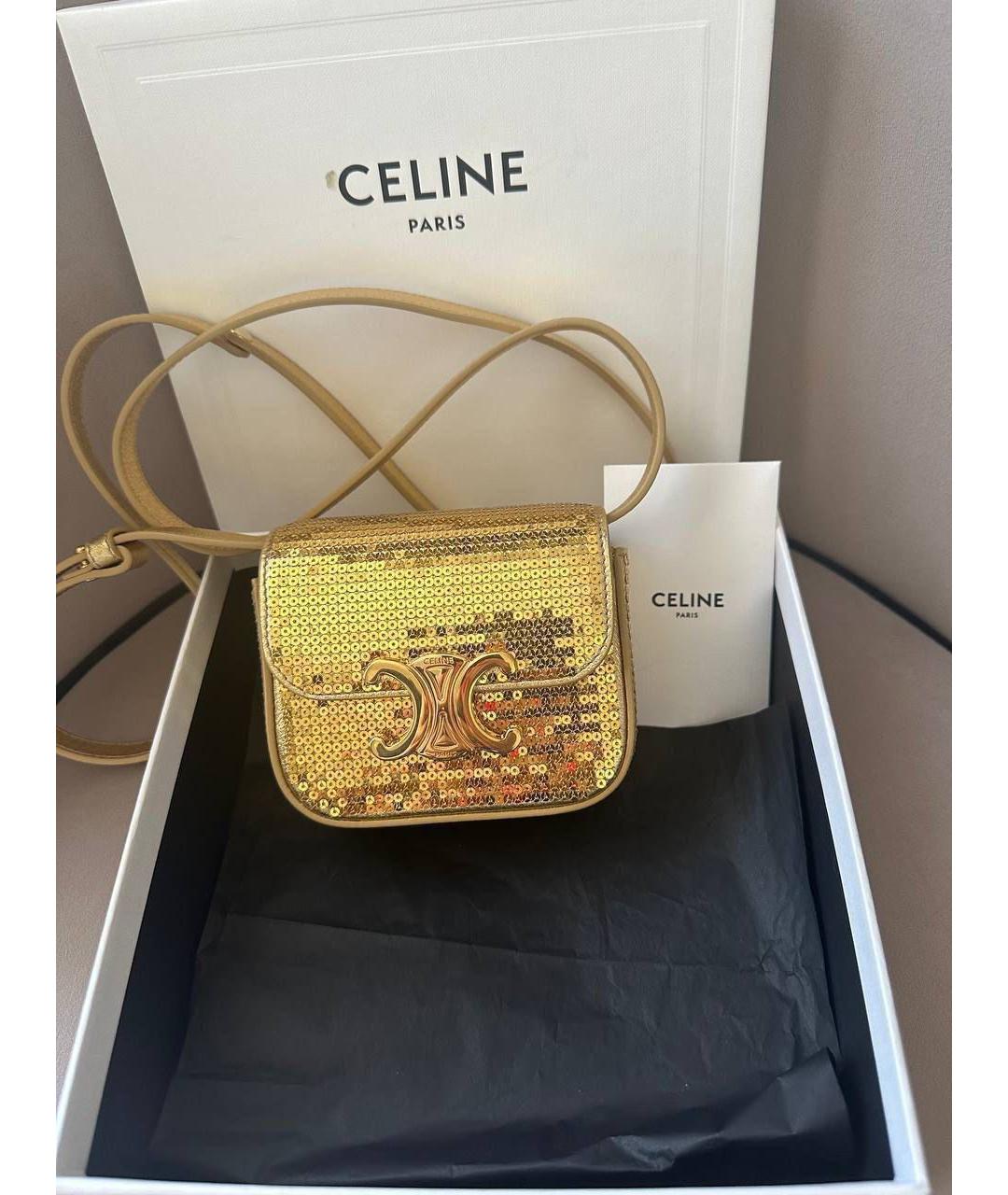 CELINE Золотая сумка через плечо, фото 6
