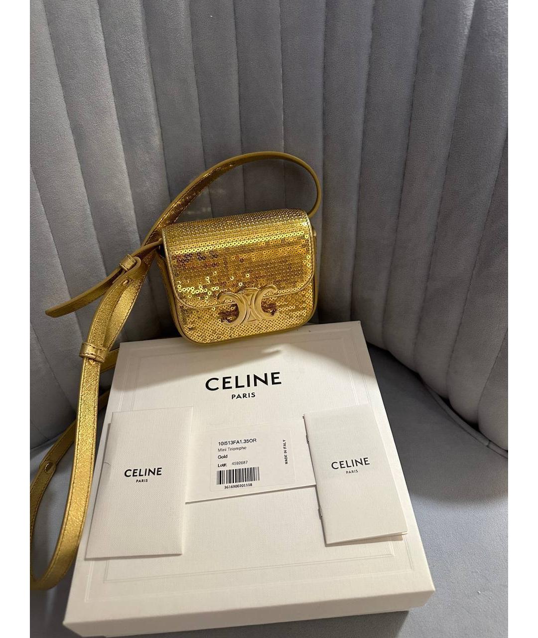 CELINE Золотая сумка через плечо, фото 5