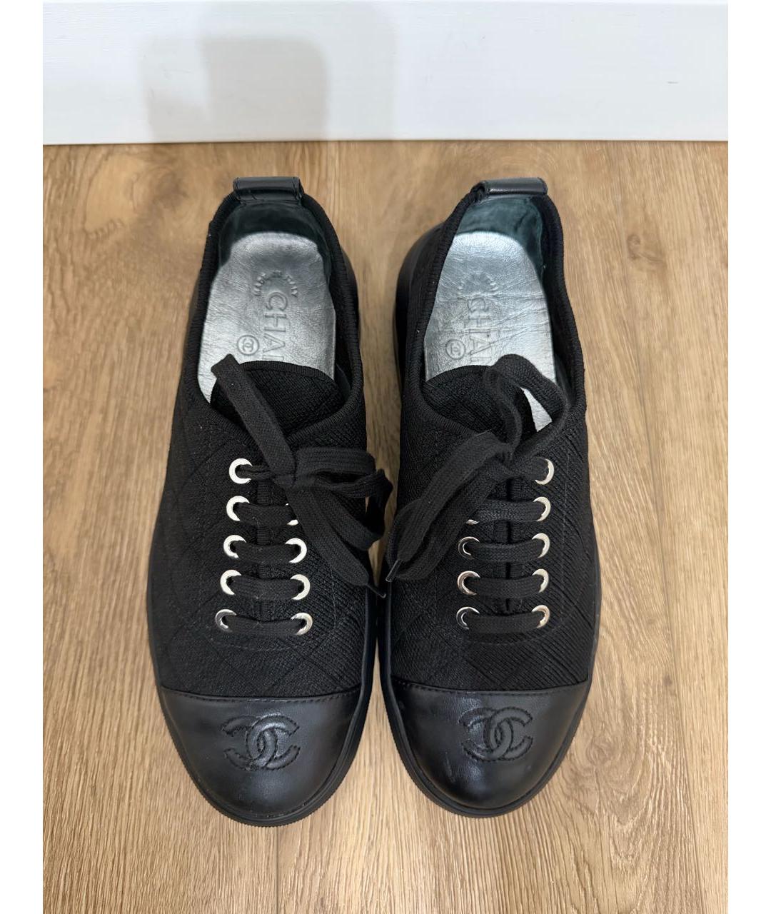CHANEL Черные текстильные кроссовки, фото 3