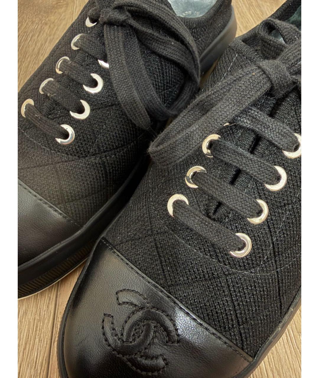 CHANEL Черные текстильные кроссовки, фото 6