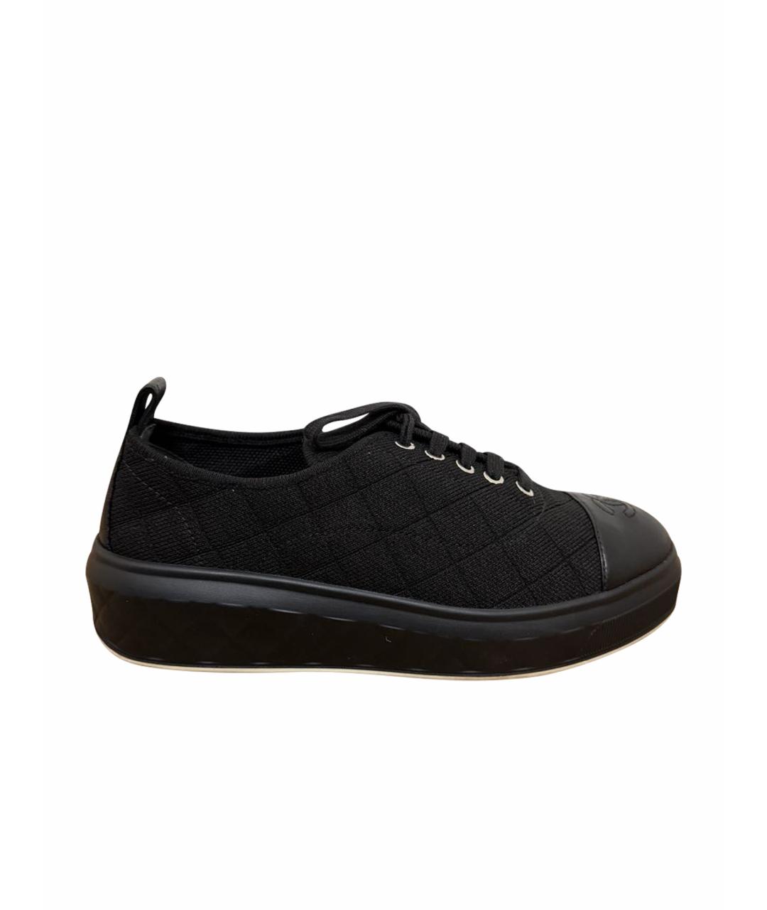 CHANEL Черные текстильные кроссовки, фото 1