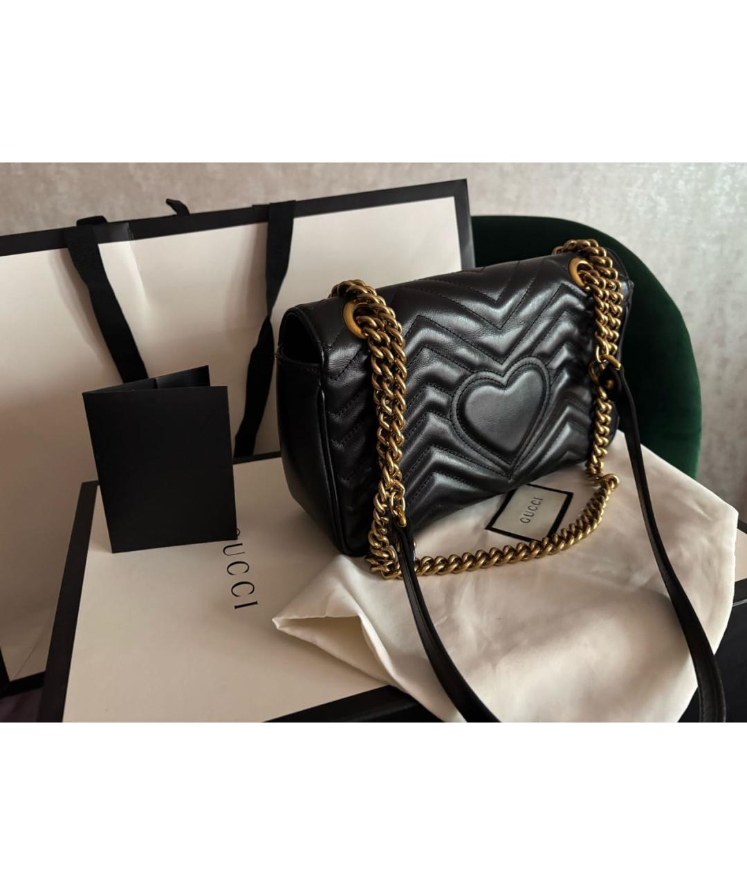 GUCCI Черная кожаная сумка через плечо, фото 4