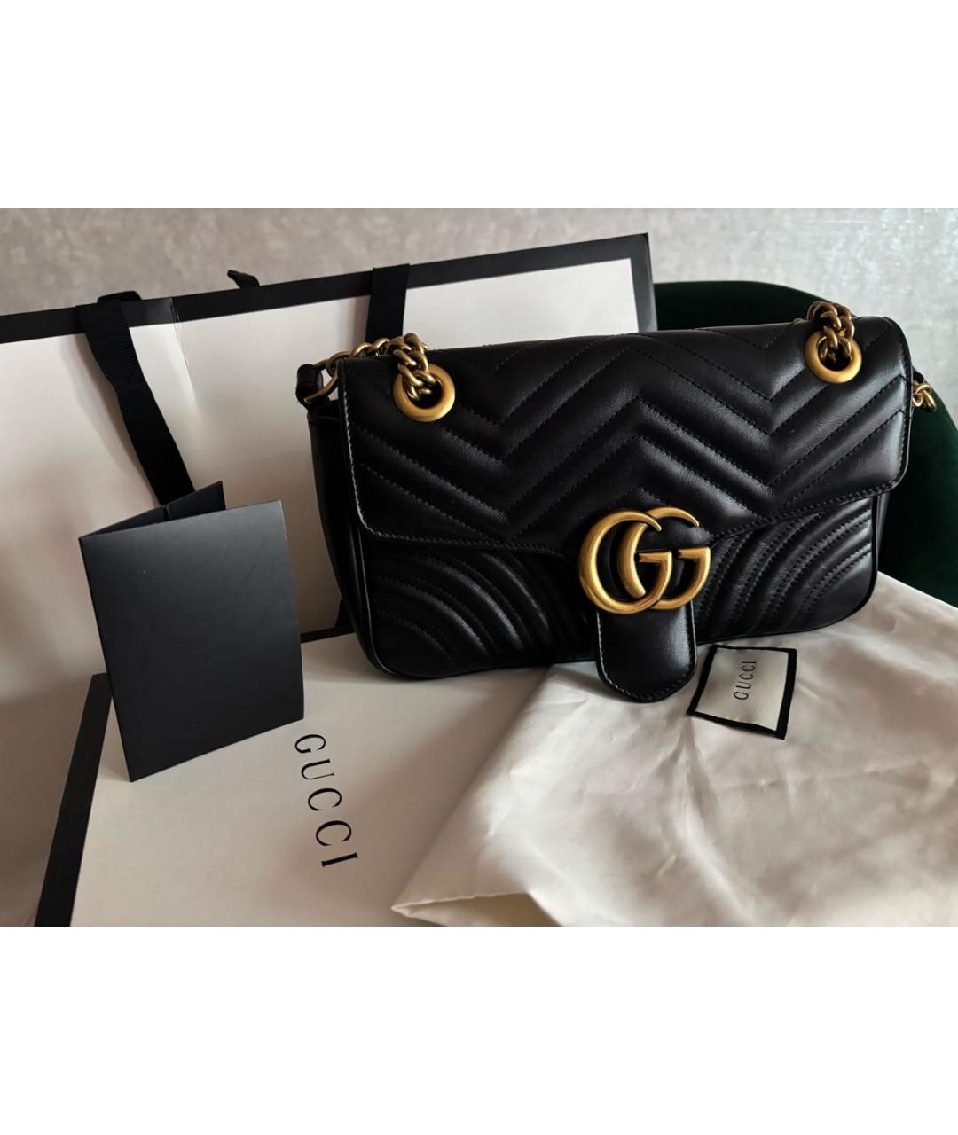 GUCCI Черная кожаная сумка через плечо, фото 2