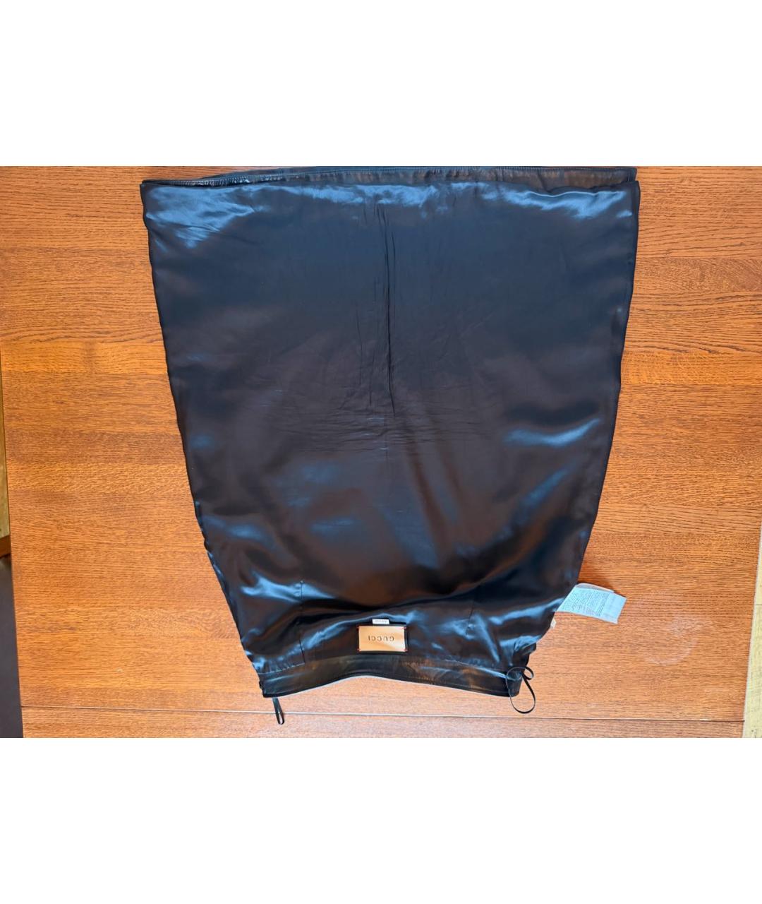 GUCCI Черная кожаная юбка миди, фото 5