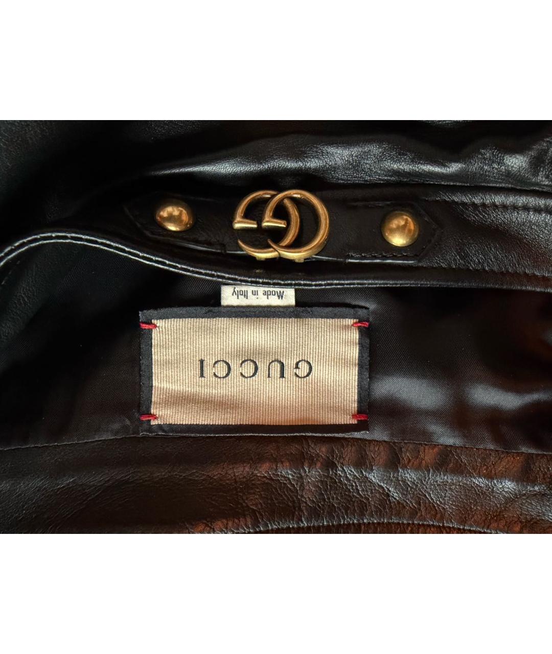 GUCCI Черная кожаная юбка миди, фото 3