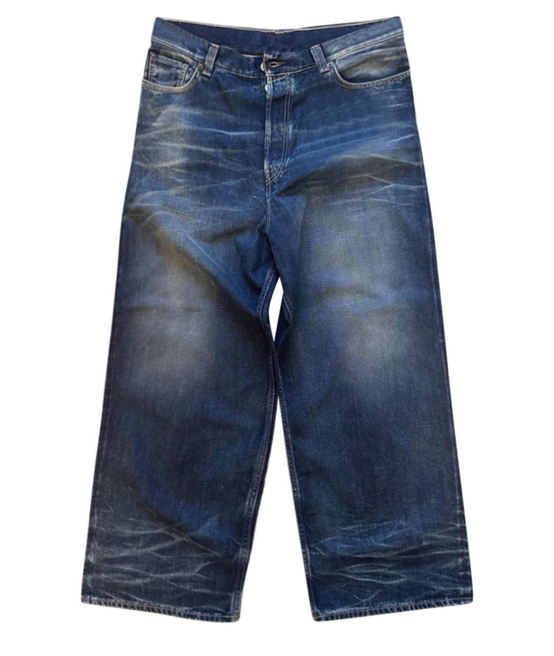 ACNE STUDIOS Темно-синие хлопковые прямые джинсы, фото 1