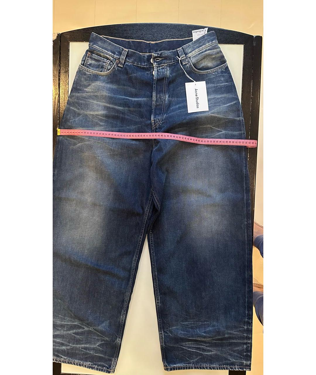 ACNE STUDIOS Темно-синие хлопковые прямые джинсы, фото 7