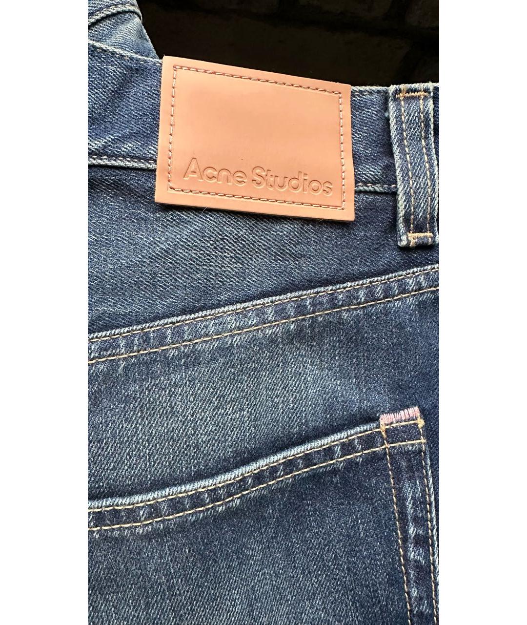 ACNE STUDIOS Темно-синие хлопковые прямые джинсы, фото 3