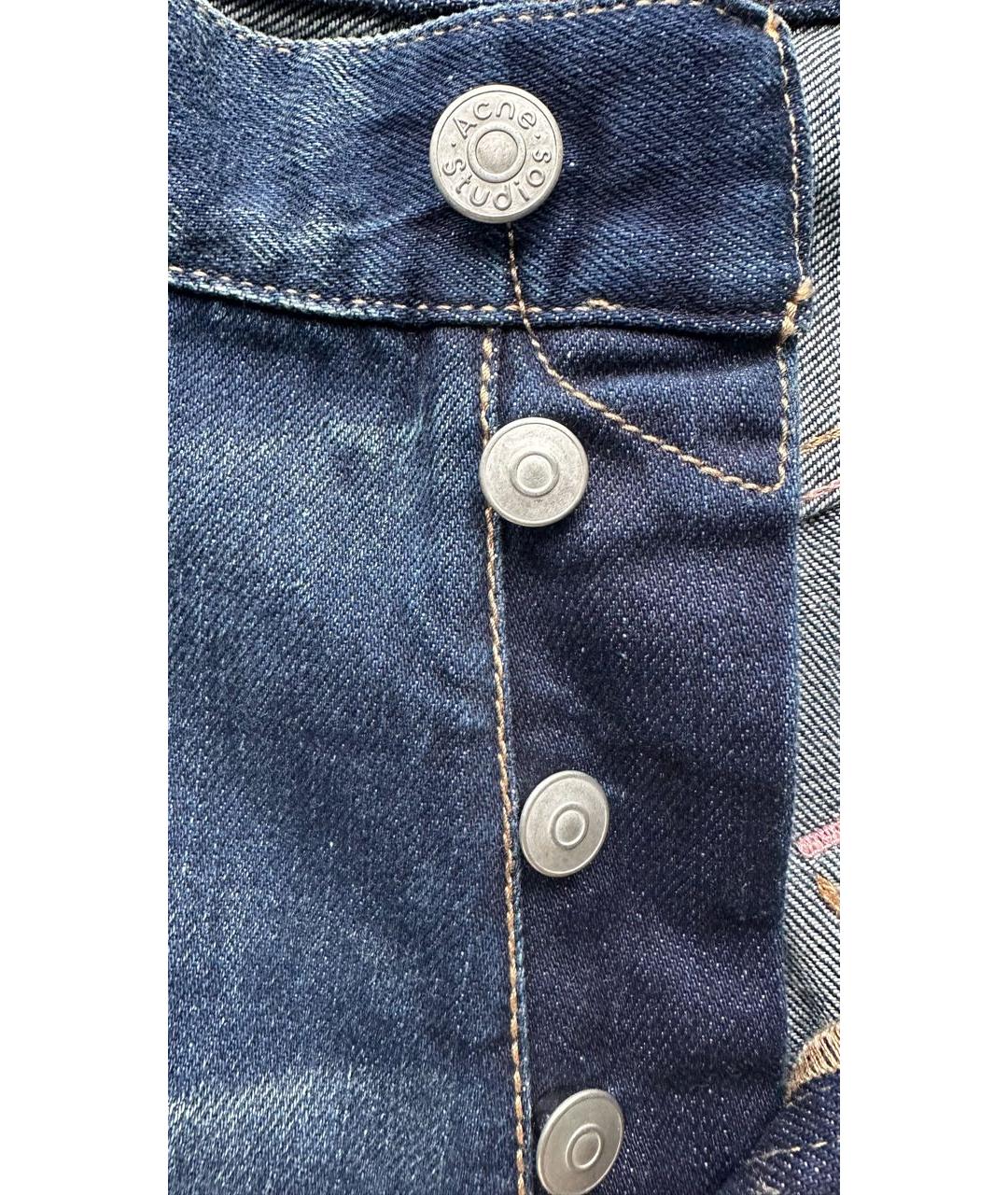 ACNE STUDIOS Темно-синие хлопковые прямые джинсы, фото 4