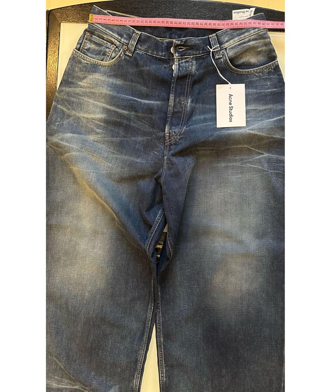 ACNE STUDIOS Темно-синие хлопковые прямые джинсы, фото 6