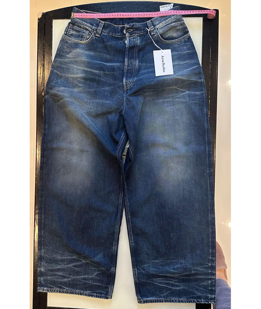 ACNE STUDIOS Темно-синие хлопковые прямые джинсы, фото 9