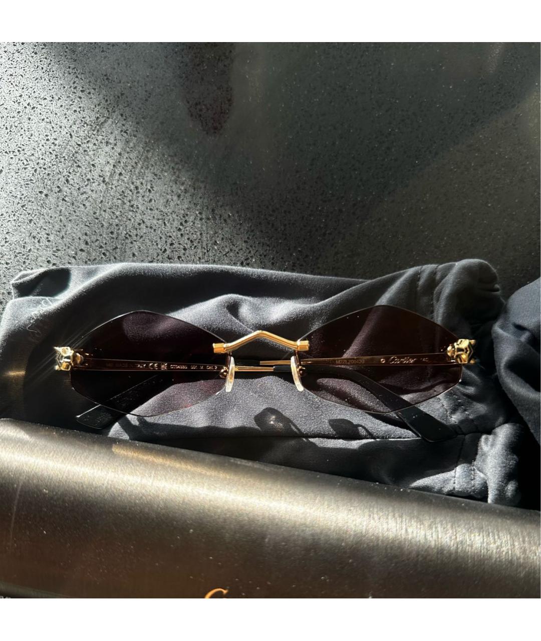 CARTIER Золотые металлические солнцезащитные очки, фото 2