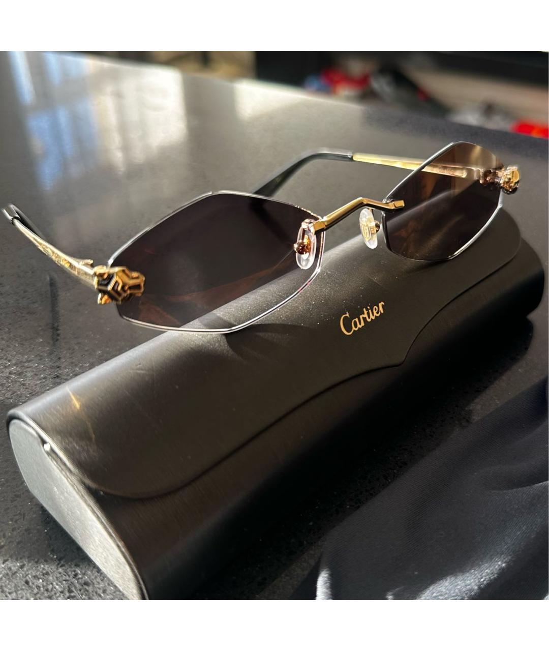 CARTIER Золотые металлические солнцезащитные очки, фото 5