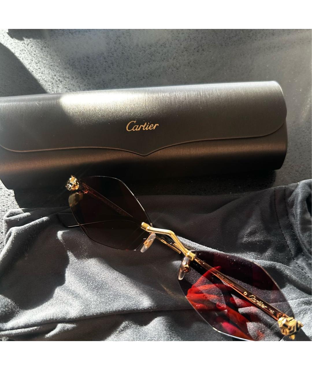 CARTIER Золотые металлические солнцезащитные очки, фото 4